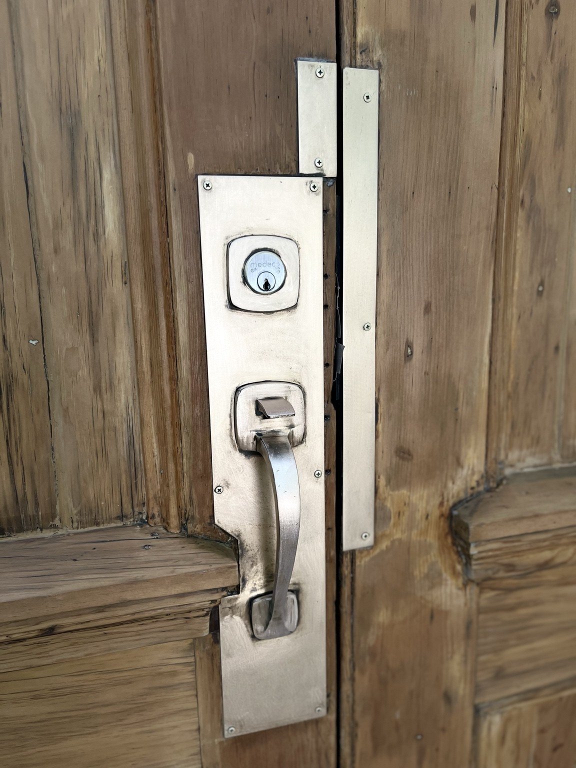 Century-Old Entry Door Restoration — hardware detail