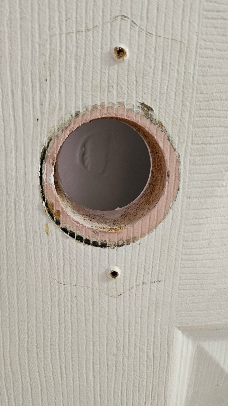 Removal — old hardware removed and opening exposed